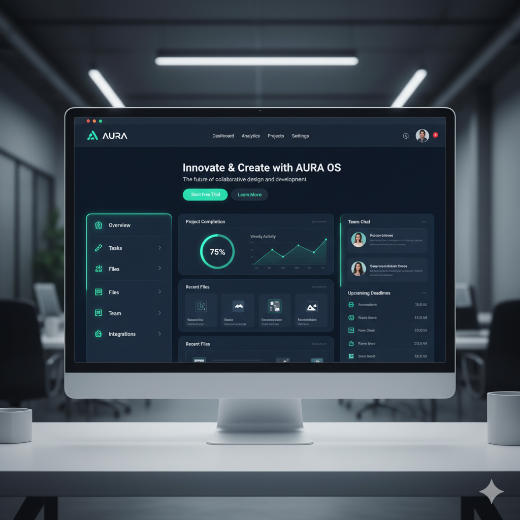 Aura OS - İşbirliğine dayalı tasarım ve geliştirme platformu arayüzü